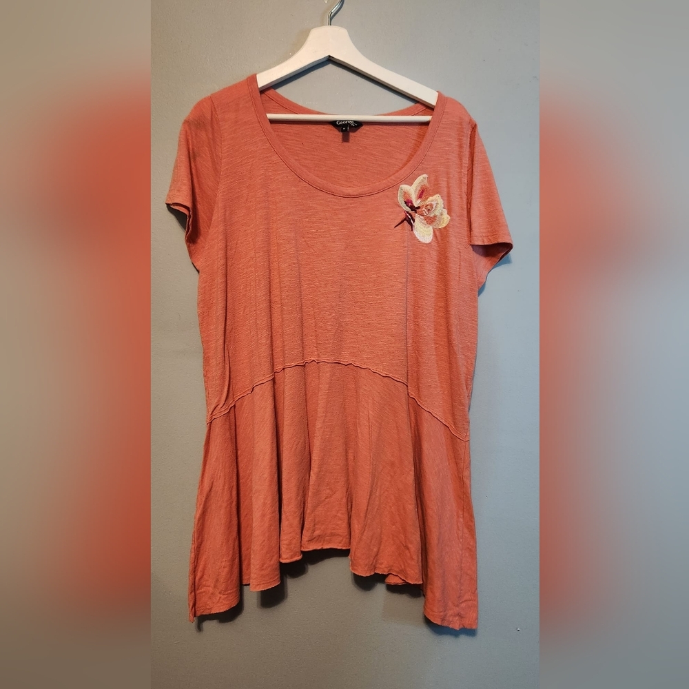 George Women's Peach Top with Floral Detail